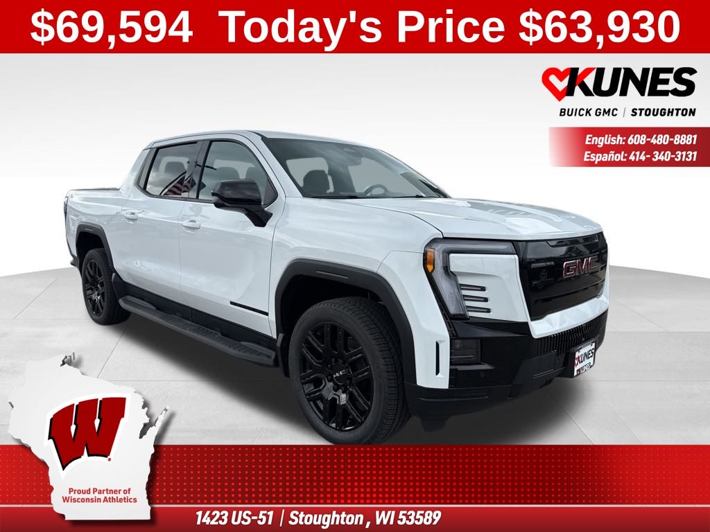 Summit White 2026 GMC Sierra EV Elevation Crew Cab (Standard Range) e4WD Pickup Truck All-Wheel Drive 1-Speed Automatic