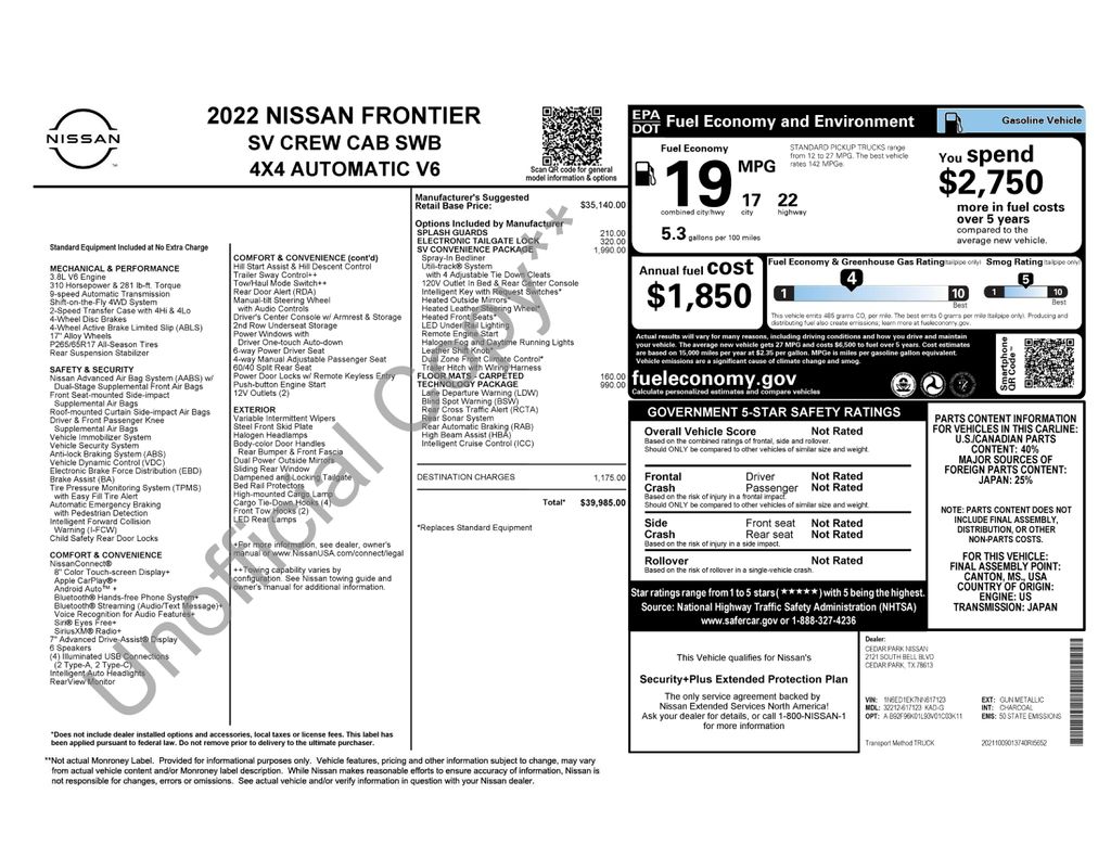 Used Car 2022 Nissan Frontier  Sv For Sale Under $30,000 In Austin, Texas
