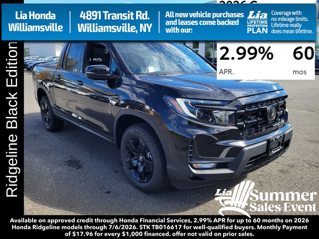 Nh-731p 2026 Honda Ridgeline Black Edition AWD Pickup Truck All-Wheel Drive 9-Speed Automatic