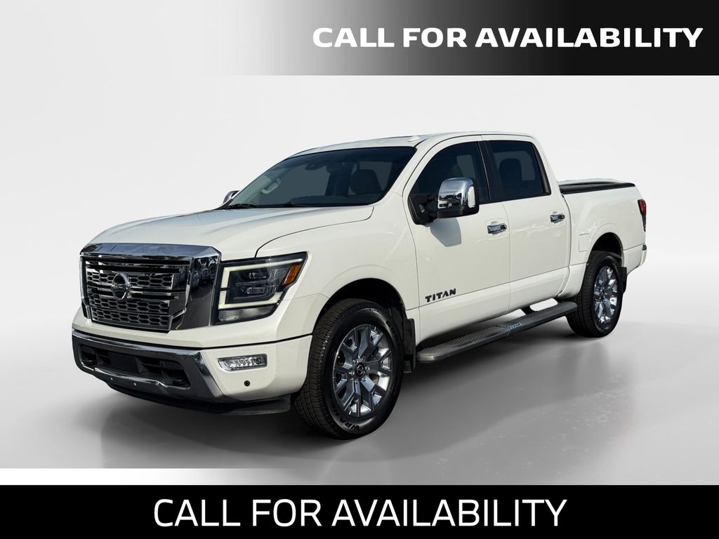 Pearl White Metallic 2021 Nissan Titan Pickup Truck Four-Wheel Drive 9-Speed Automatic