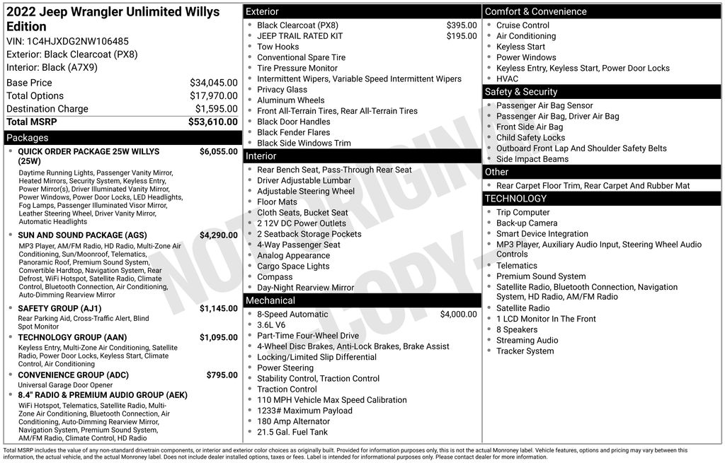 Used 2022 Black Jeep Unlimited Willys image 2