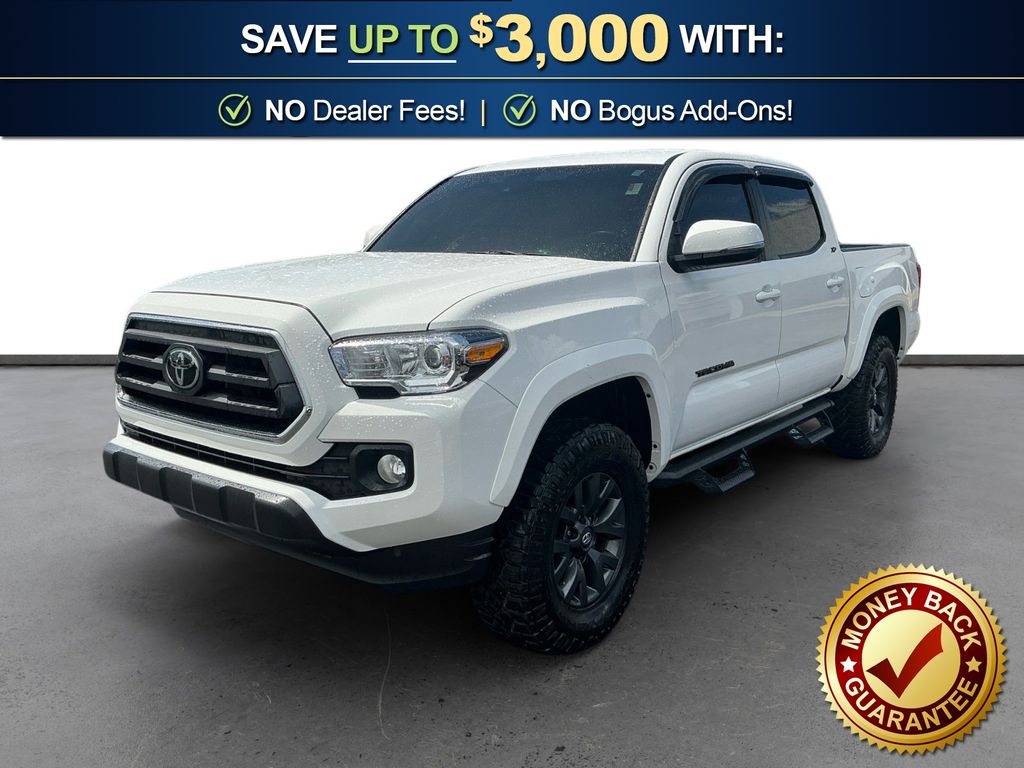 White 2023 Toyota Tacoma SR5 V6 Double Cab 4WD Pickup Truck Four-Wheel Drive 6-Speed Automatic