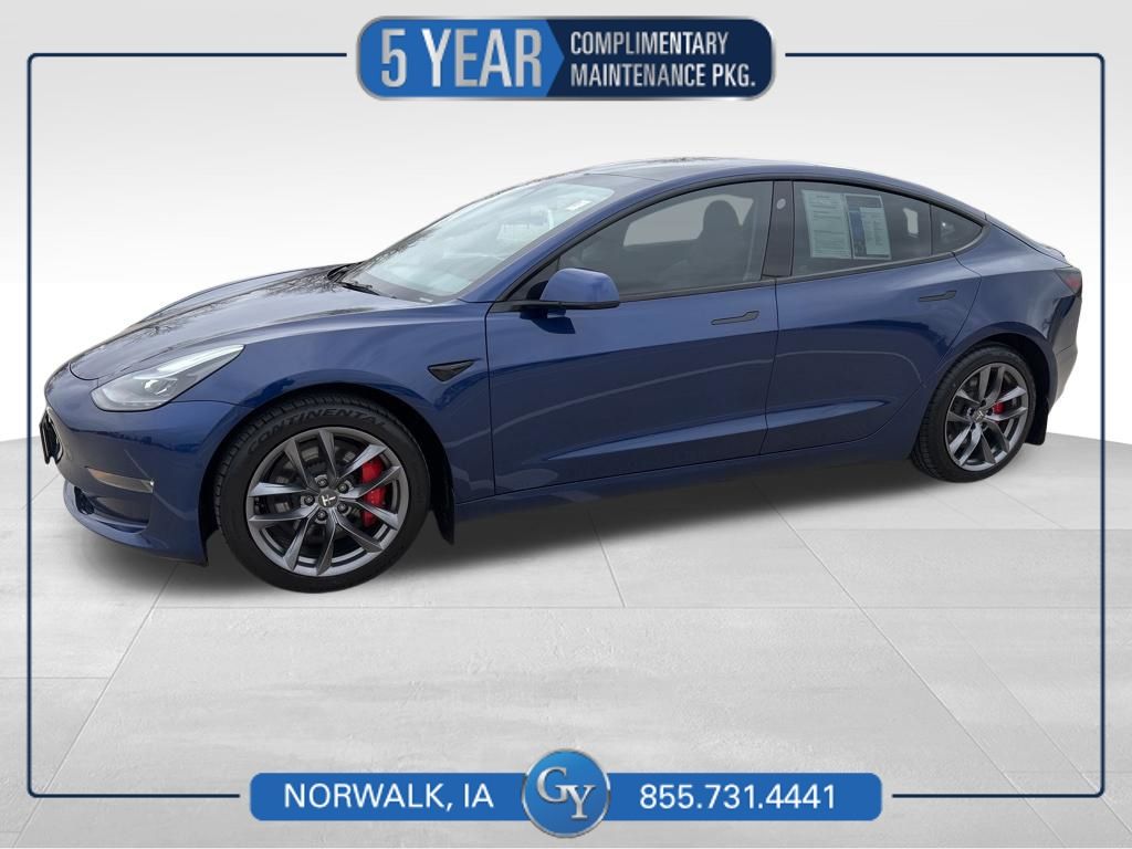 Blue 2021 Tesla Model 3 Performance AWD Sedan All-Wheel Drive 1-Speed Automatic