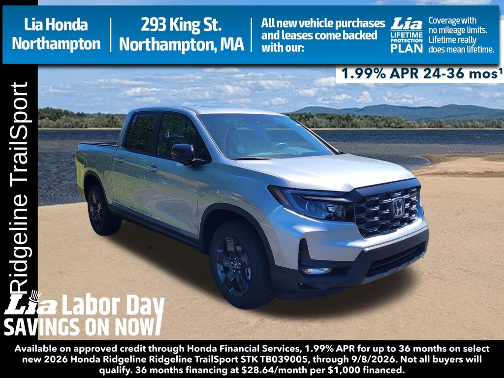 Solar Silver Metallic 2026 Honda Ridgeline Pickup Truck All-Wheel Drive 9-Speed Automatic