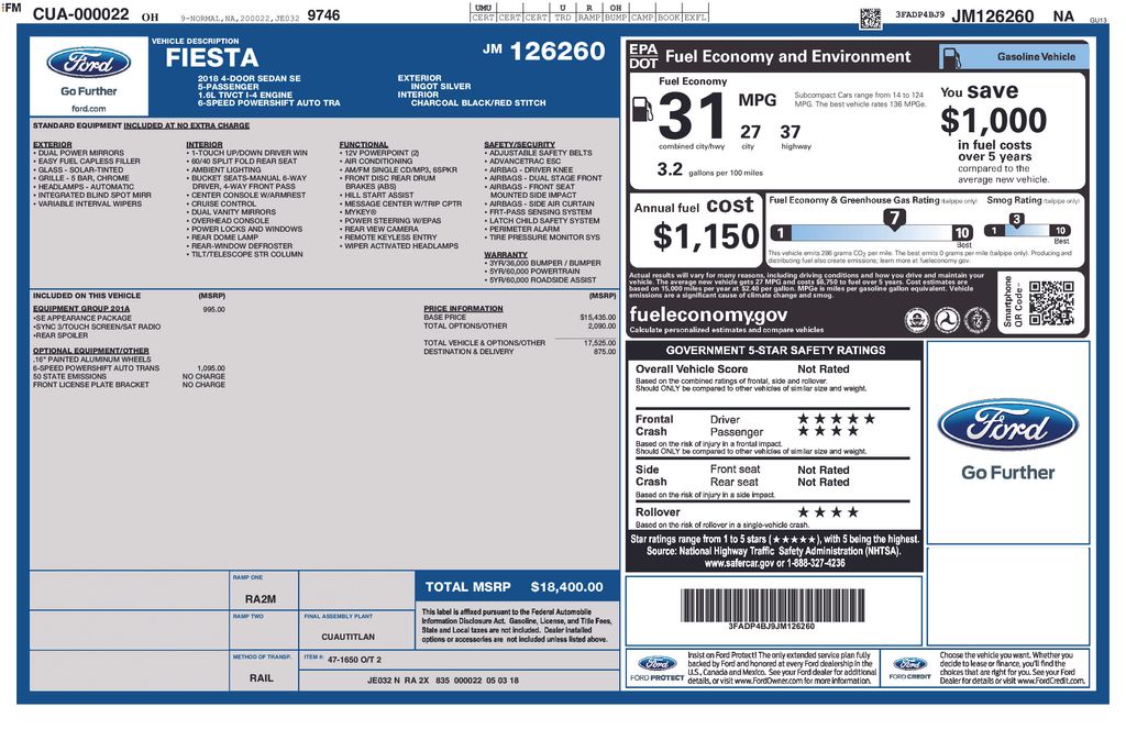 Used 2018 Ford Fiesta Sedan