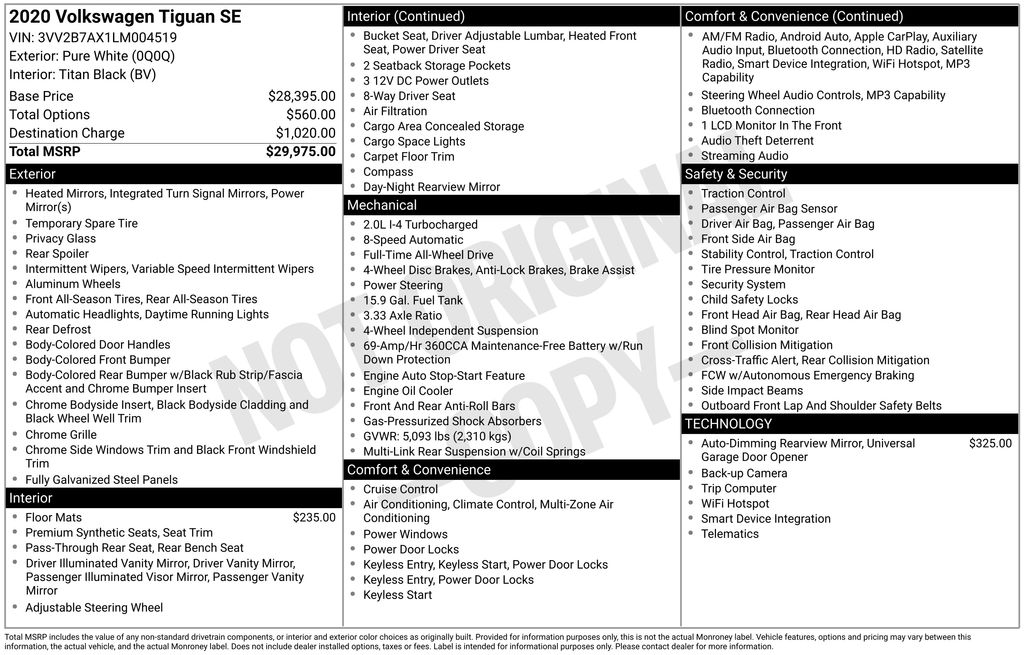 Certified Used 2020 White Volkswagen 2.0T SE image 5