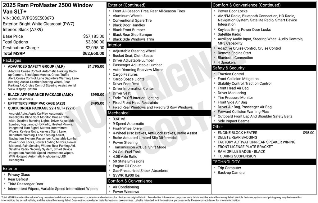 New Car 2025 Ram Promaster 2500 Window Van  High Roof For Sale Under $130,000 In Austin, Texas