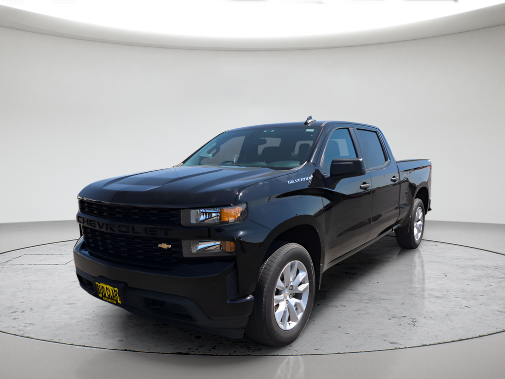 Black 2022 Chevrolet Silverado 1500 Custom Crew Cab 4WD Pickup Truck Four-Wheel Drive 8-Speed Automatic