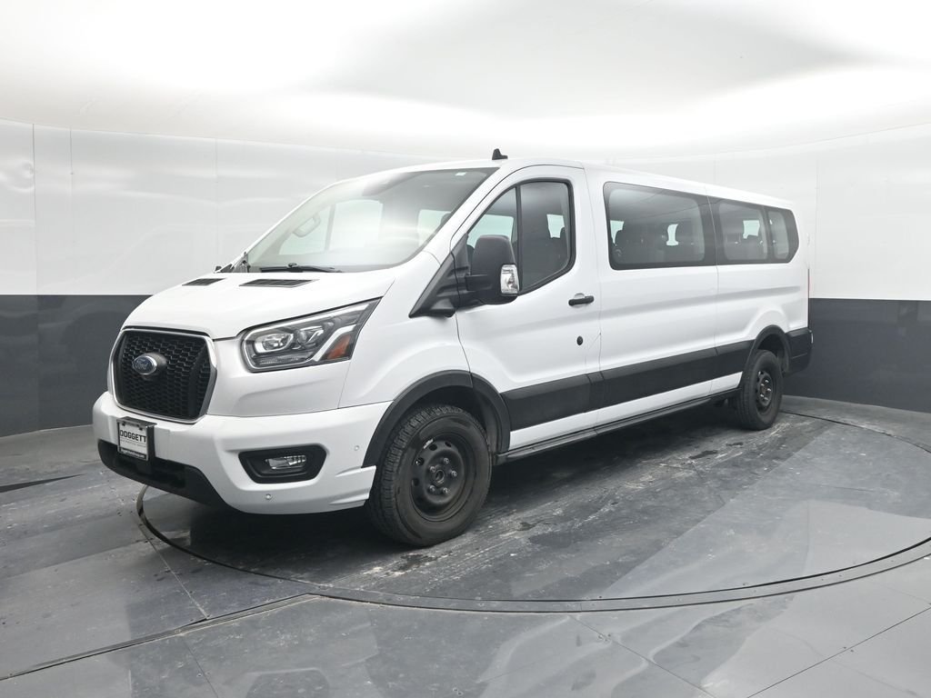 Oxford White 2023 Ford Transit Passenger 350 XLT Low Roof LB RWD Van Rear-Wheel Drive