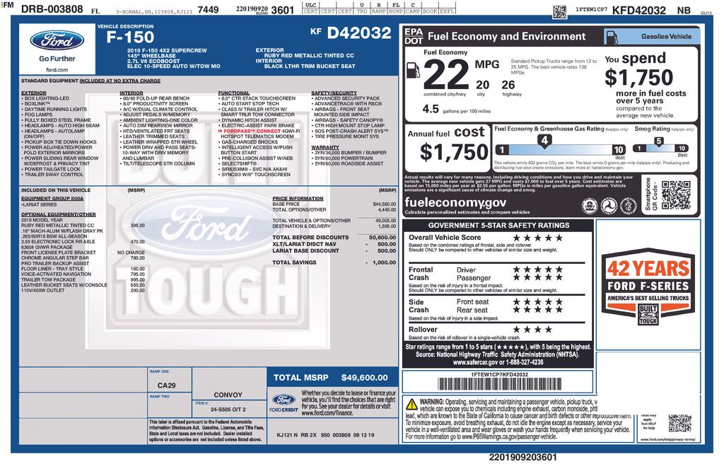 Certified Used 2019 Red Ford Lariat image 5