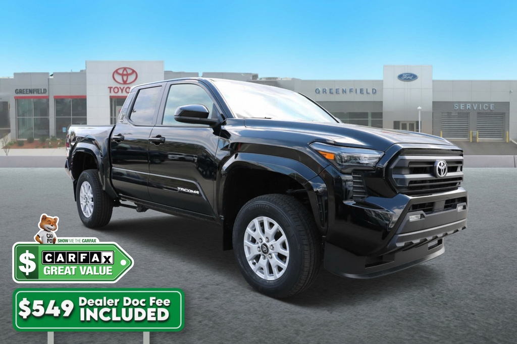 Black 2024 Toyota Tacoma SR5 Double Cab 4WD Pickup Truck Four-Wheel Drive 8-Speed Automatic