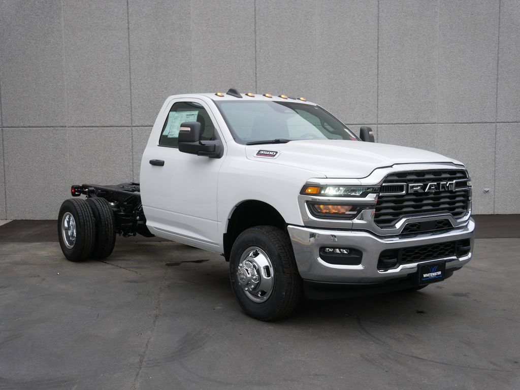 Bright White Clearcoat 2026 RAM 3500 Chassis Tradesman Regular Cab DRW 4WD Pickup Truck Four-Wheel Drive 8-Speed Automatic