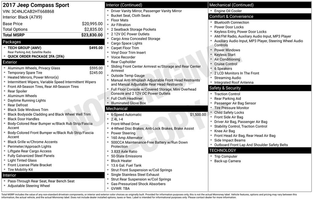 Used Car 2017 Jeep New Compass  Sport For Sale Under $12,000 In Austin, Texas