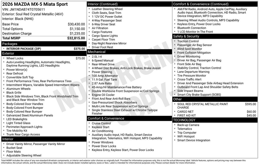 2026 Mazda Mazda MX-5 Miata Sport