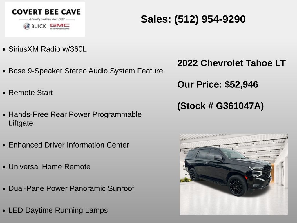 Used Car 2022 Chevrolet Tahoe  Lt For Sale Under $60,000 In Austin, Texas