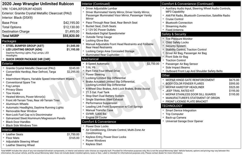 2020 Jeep Wrangler Unlimited Rubicon 4X4