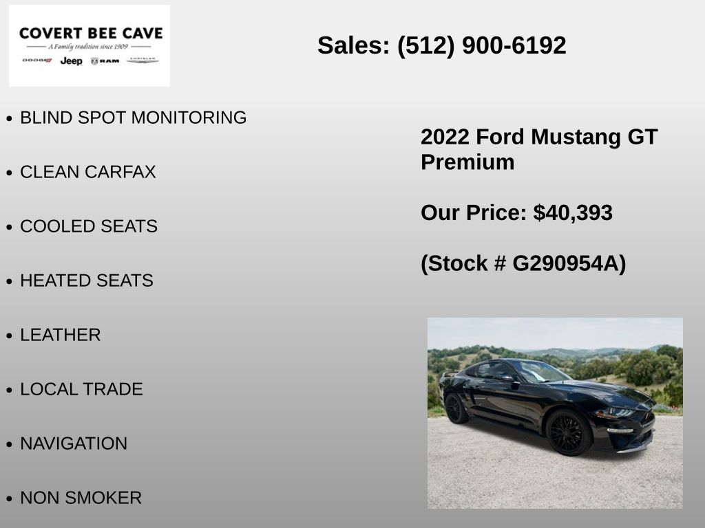 Used Car 2022 Ford Mustang  Gt Premium For Sale Under $50,000 In Austin, Texas