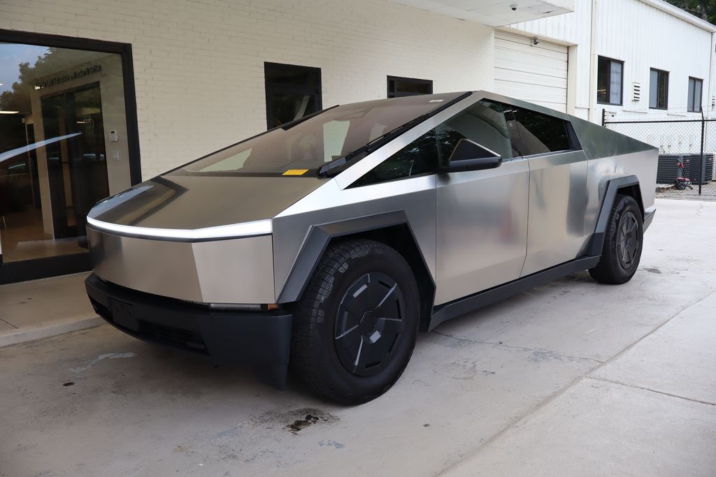 Silver 2025 Tesla Cybertruck Pickup Truck All-Wheel Drive 1-Speed Automatic