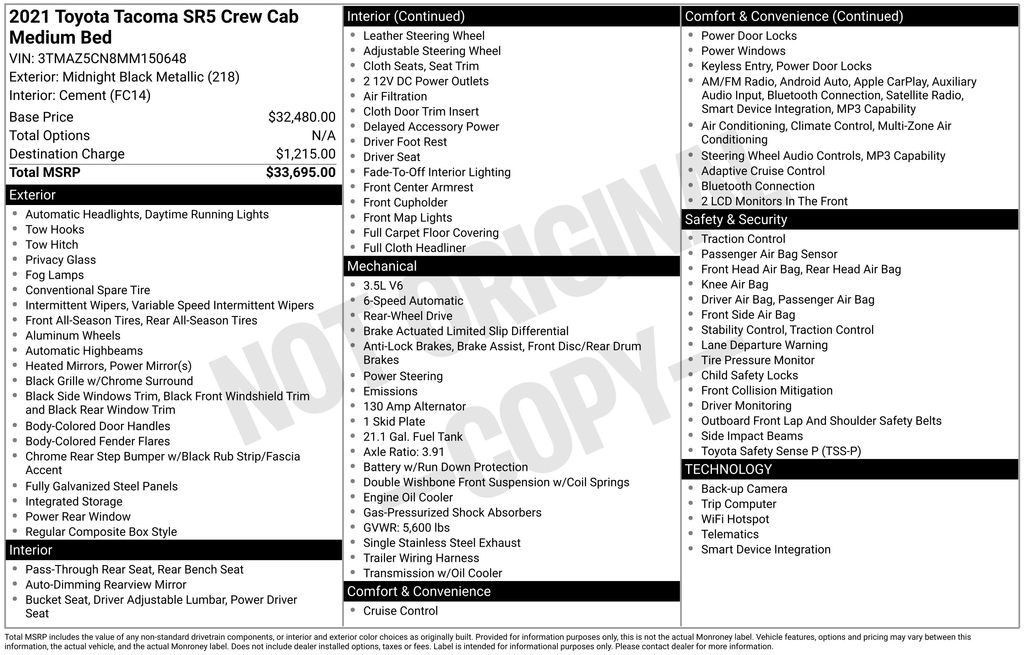 Certified Used 2021 Black Toyota SR5 image 2