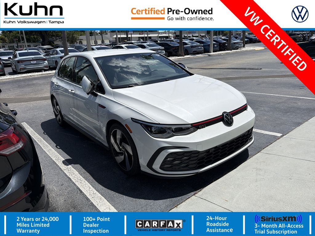 Opal White Pearl 2024 Volkswagen Golf GTI Hatchback Front-Wheel Drive 7-Speed Dual Clutch