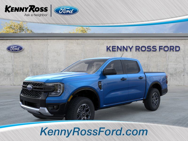Blue Metallic 2025 Ford Ranger XLT SuperCrew 4WD Pickup Truck Four-Wheel Drive Automatic
