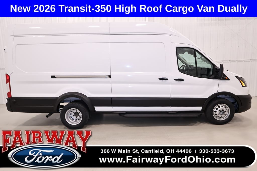 Oxford White 2026 Ford Transit Cargo 350 HD 11000 GVWR High Roof Extended LB DRW RWD Van Rear-Wheel Drive