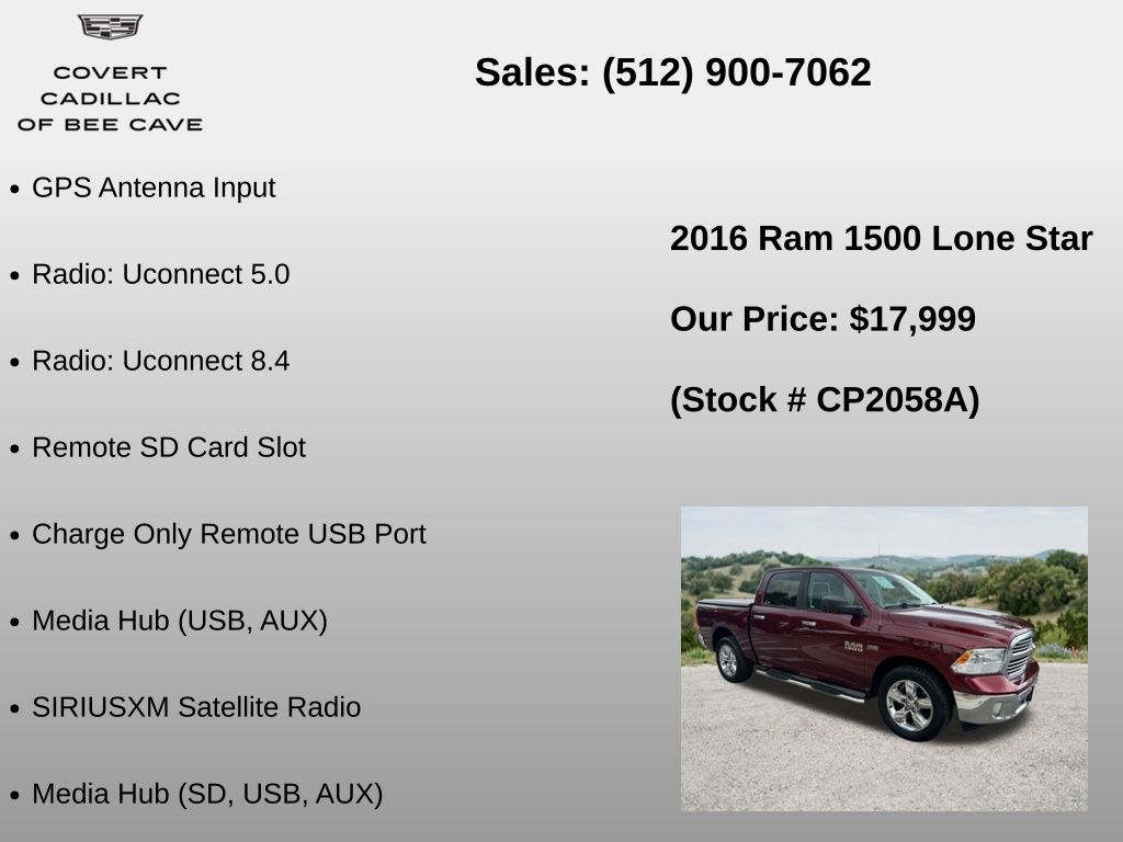 Used Car 2016 Ram 1500  Lone Star For Sale Under $20,000 In Austin, Texas