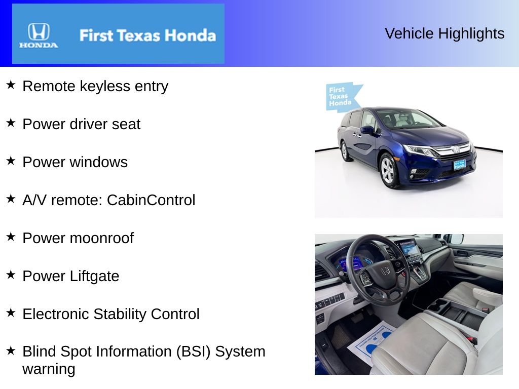 Used Car 2019 Honda Odyssey  Ex-l For Sale Under $25,000 In Austin, Texas