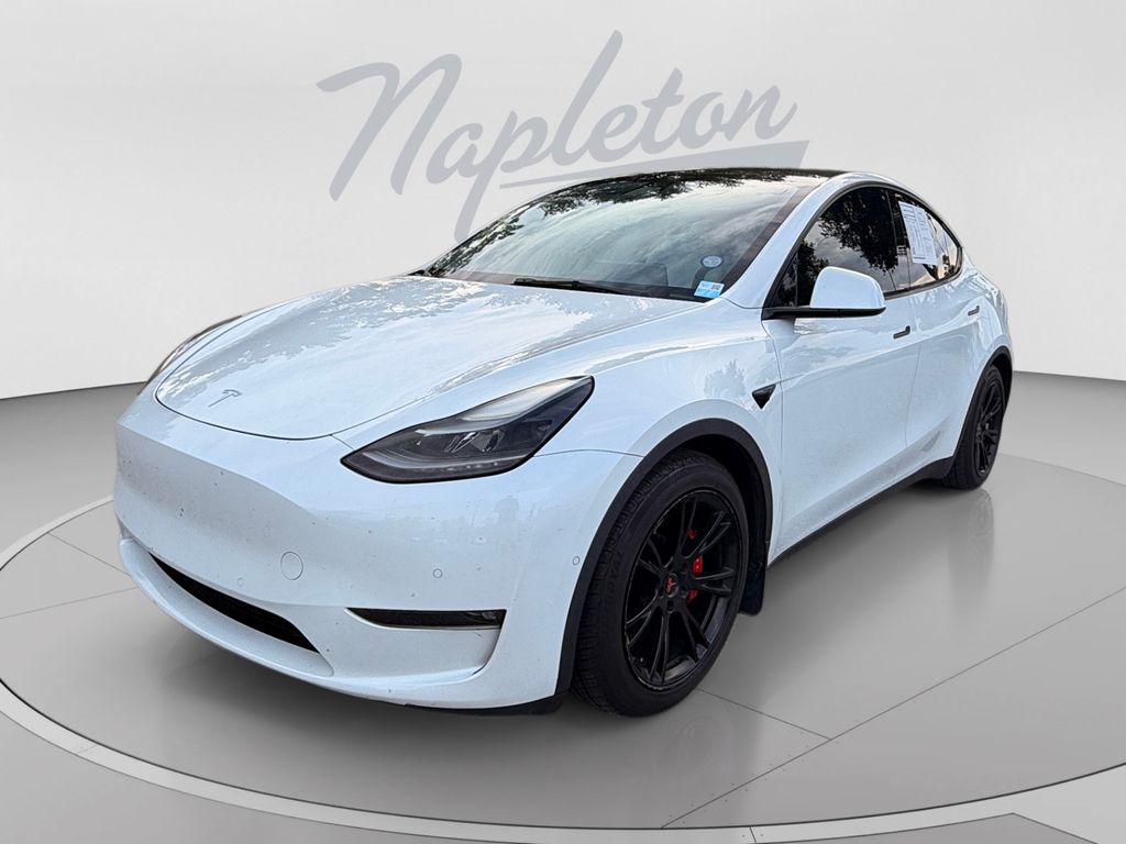 Pearl White Multi-Coat 2021 Tesla Model Y SUV / Crossover All-Wheel Drive 1-Speed Automatic