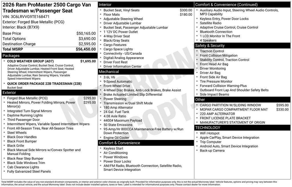 2026 RAM ProMaster Cargo Van Tradesman's photo