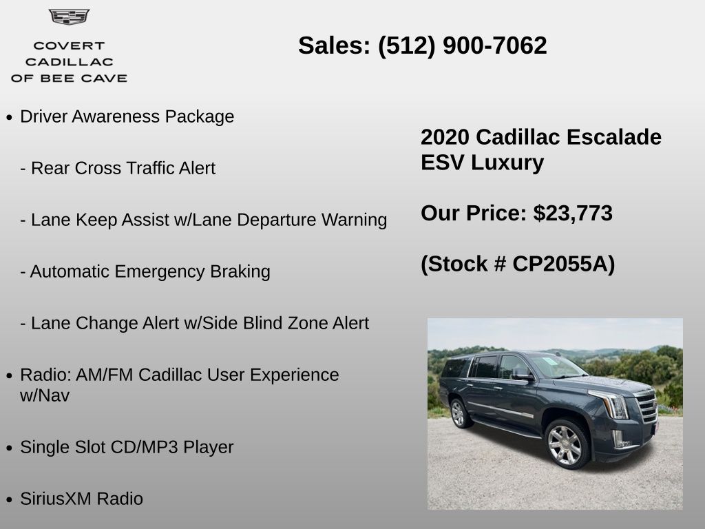 Used Car 2020 Cadillac Escalade Esv  Luxury For Sale Under $25,000 In Austin, Texas