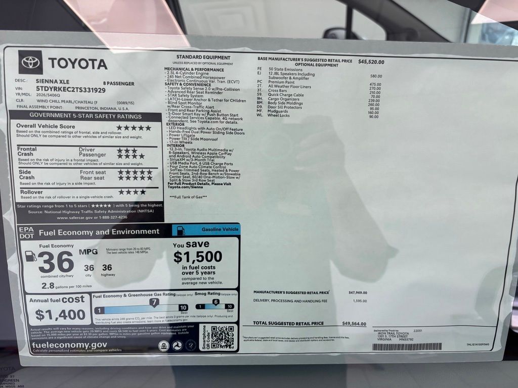 New 2026 Toyota Sienna Van