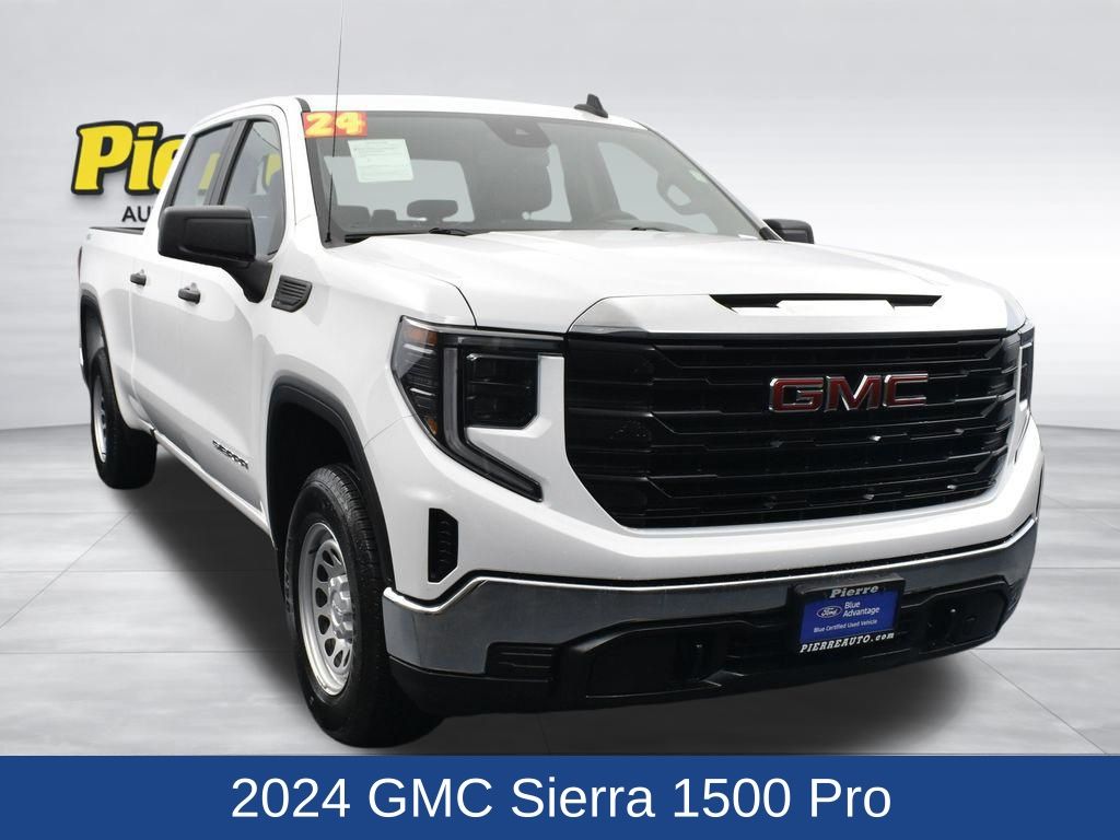 Summit White 2024 GMC Sierra 1500 Pro Crew Cab 4WD Pickup Truck Four-Wheel Drive 8-Speed Automatic
