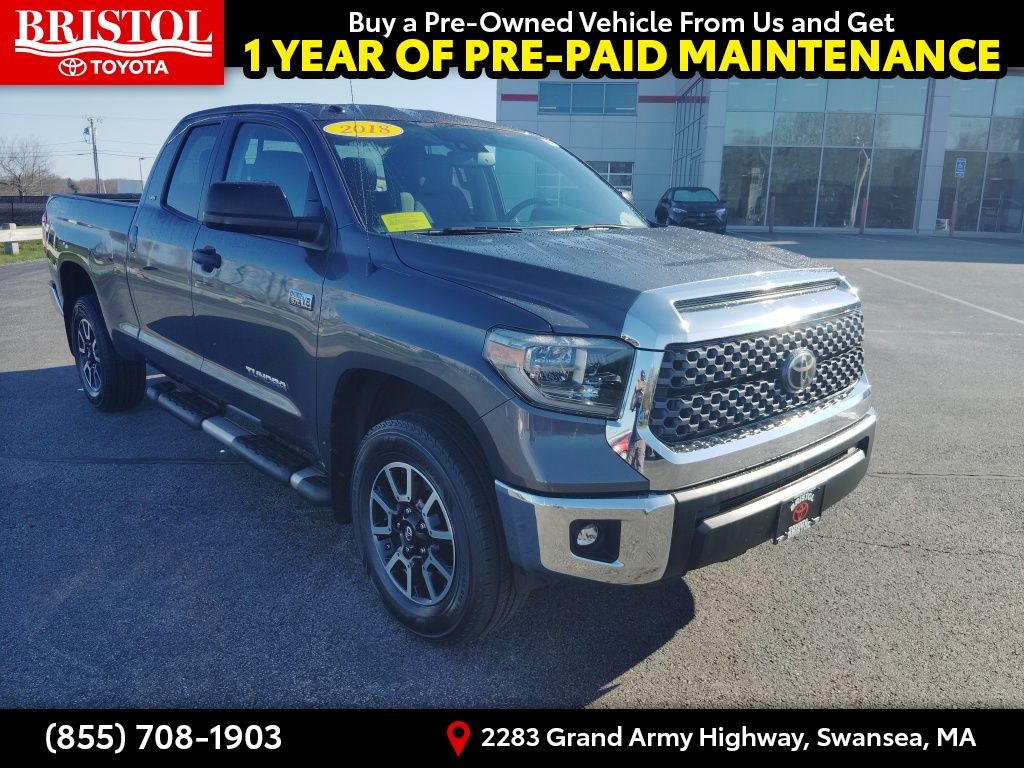 Magnetic Gray Metallic 2018 Toyota Tundra SR5 Double Cab 5.7L 4WD Pickup Truck Four-Wheel Drive 6-Speed Automatic Overdrive