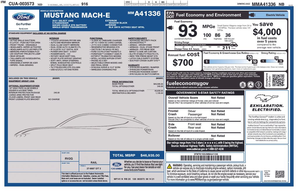 2021 Ford Mustang Mach-E Select
