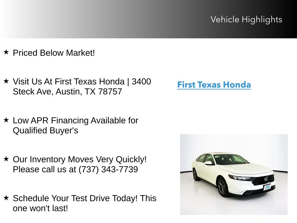 Used Car 2023 Honda Accord  Ex For Sale Under $25,000 In Austin, Texas
