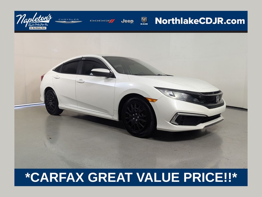 White 2019 Honda Civic Sedan Front-Wheel Drive Continuously Variable Transmission