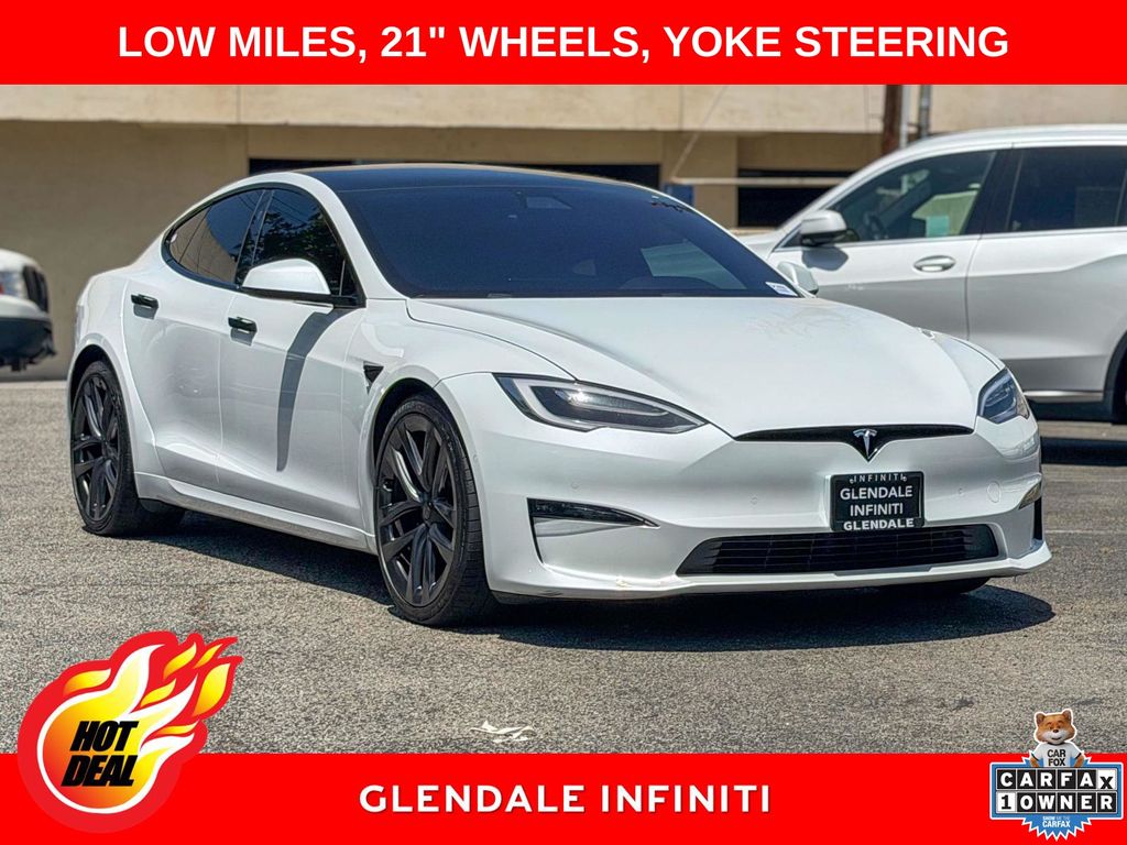 Pearl White Multi-Coat 2021 Tesla Model S Plaid AWD Sedan All-Wheel Drive 1-Speed Automatic