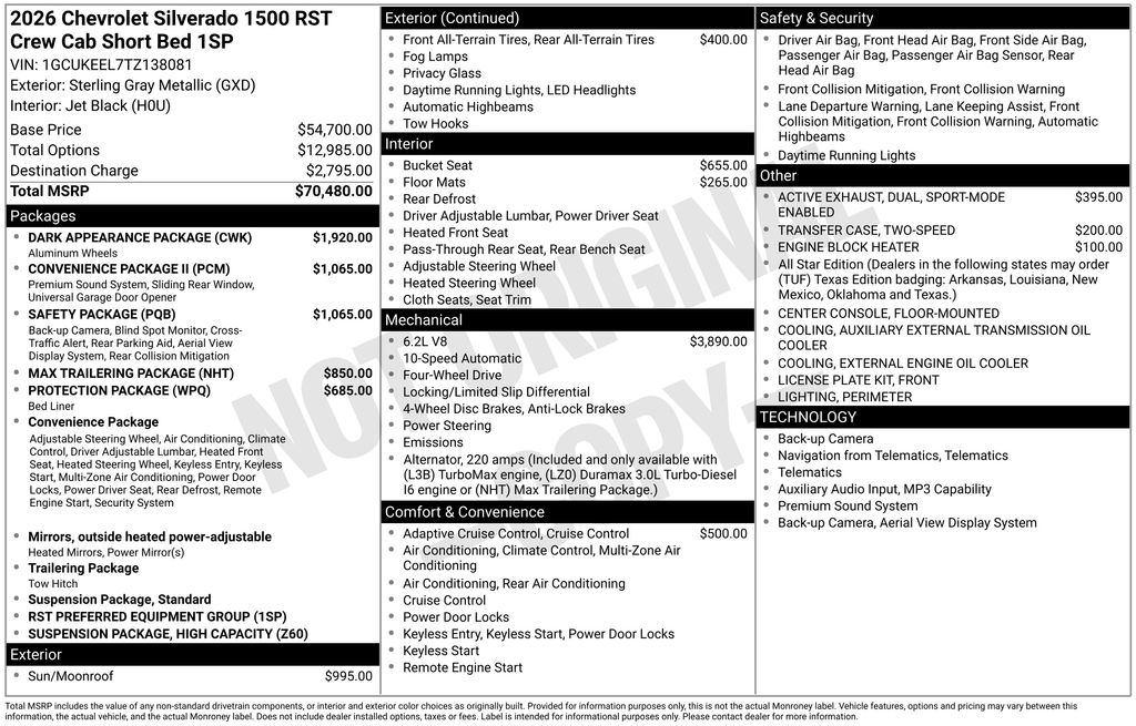 2026 Chevrolet Silverado 1500 RST Gray at Carlisle Cadillac Buick GMC