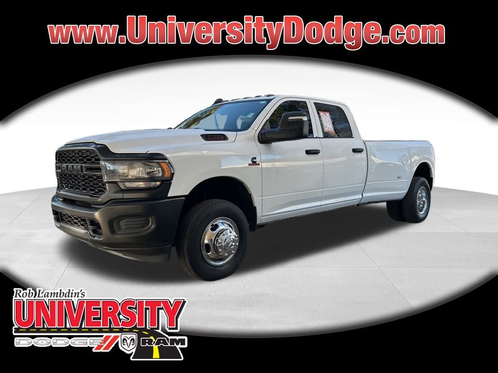 Bright White Clearcoat 2023 RAM 3500 Tradesman Crew Cab LB DRW 4WD Pickup Truck Four-Wheel Drive 6-Speed Automatic