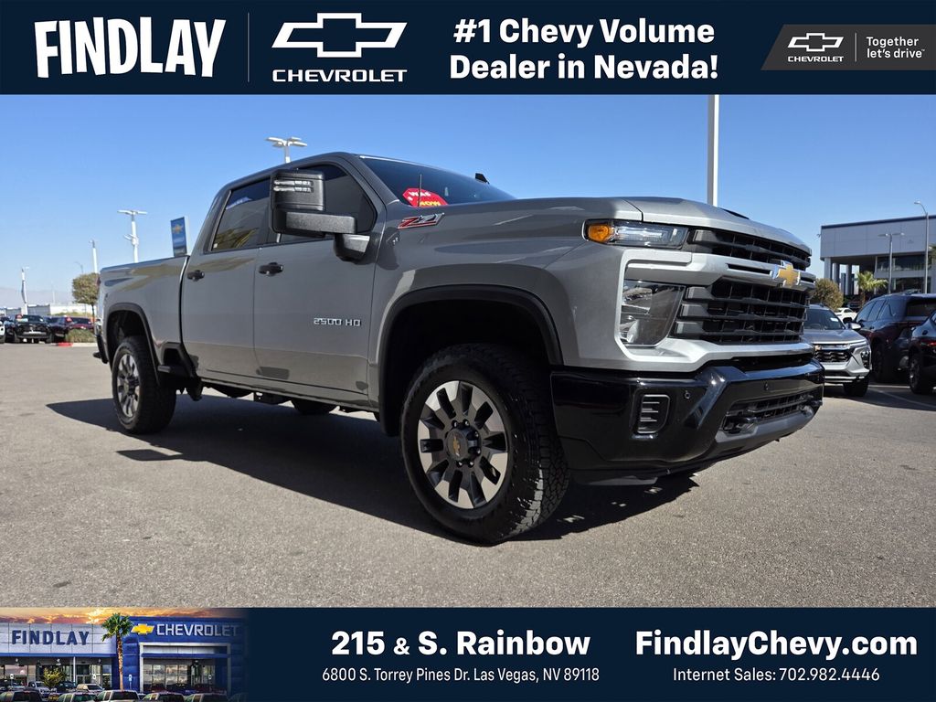 Sterling Gray Metallic 2025 Chevrolet Silverado 2500HD Custom Crew Cab 4WD Pickup Truck Four-Wheel Drive Automatic