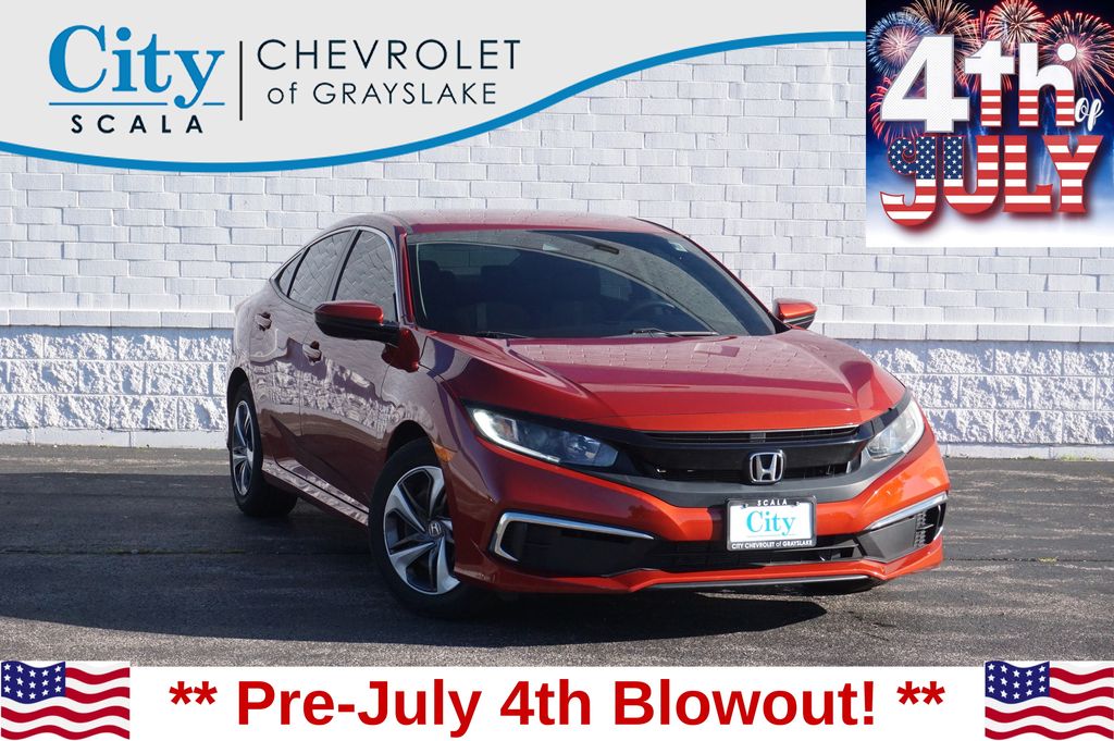 Red 2019 Honda Civic Sedan Front-Wheel Drive Continuously Variable Transmission