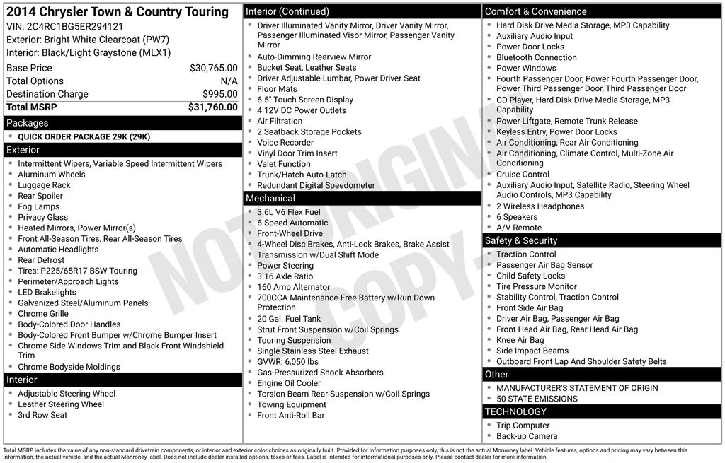 Used 2014 White Chrysler Touring image 2