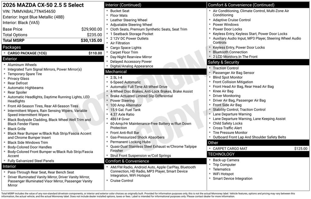 2026 Mazda Mazda CX-50 2.5 S Select AWD