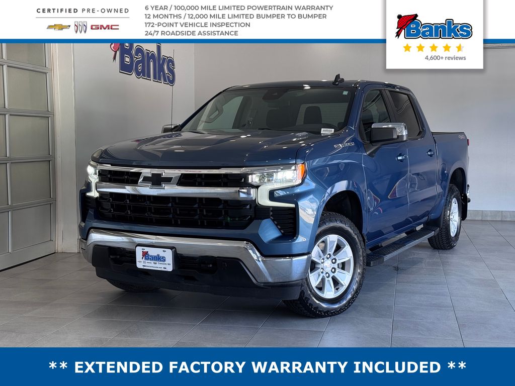 Lakeshore Blue Metallic 2024 Chevrolet Silverado 1500 LT Crew Cab 4WD Pickup Truck Four-Wheel Drive Automatic