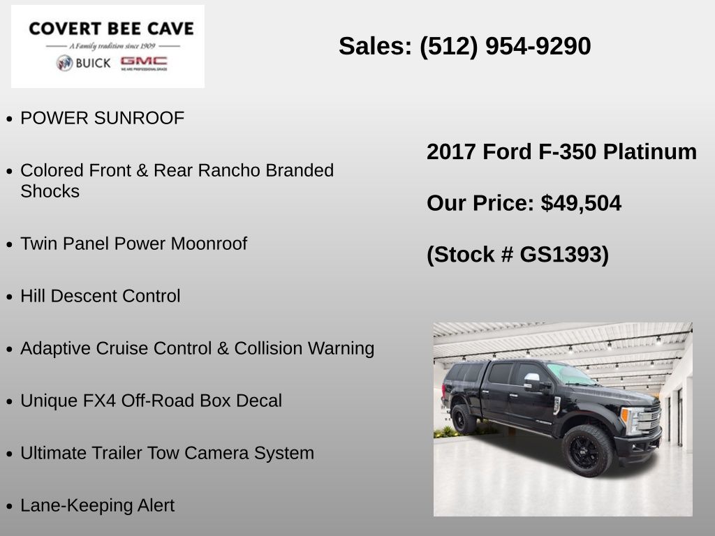 Used Car 2017 Ford F-350sd  Platinum For Sale Under $50,000 In Austin, Texas