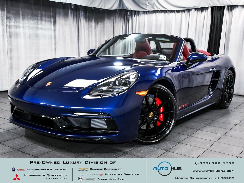 Blue 2025 Porsche 718 Boxster GTS 4.0 RWD Convertible Rear-Wheel Drive 7-Speed Automatic