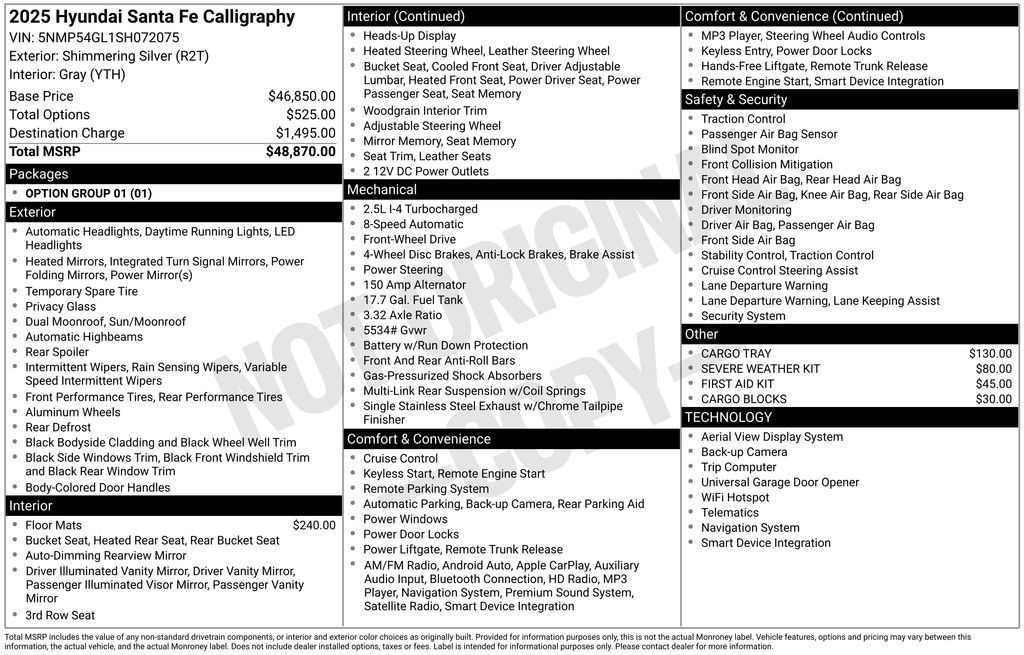 Used Car 2025 Hyundai Santa Fe  Calligraphy For Sale Under $40,000 In Austin, Texas