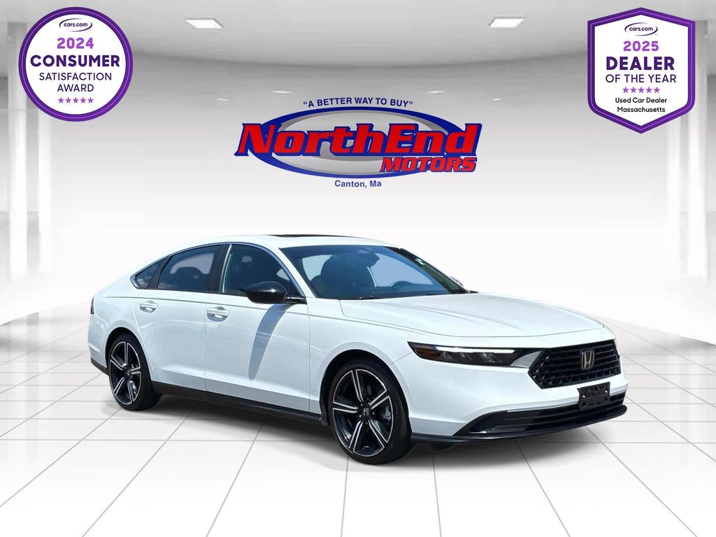 White 2024 Honda Accord Hybrid Sedan Front-Wheel Drive Continuously Variable Transmission