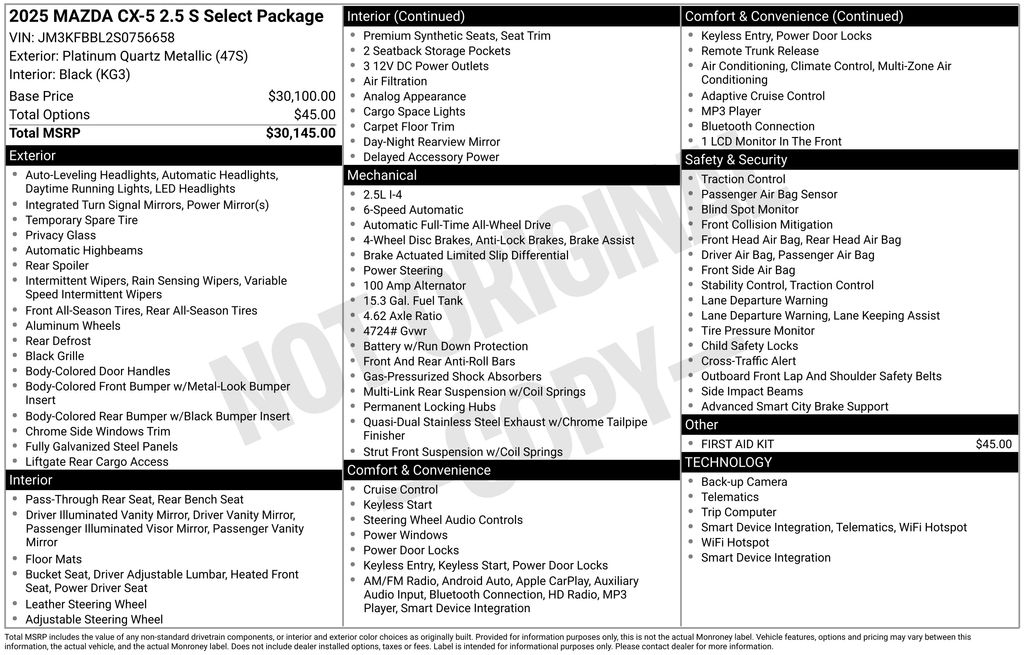 2025 Mazda Mazda CX-5 2.5 S Select AWD 2025 Mazda Mazda CX-5 2.5 S Select AWD